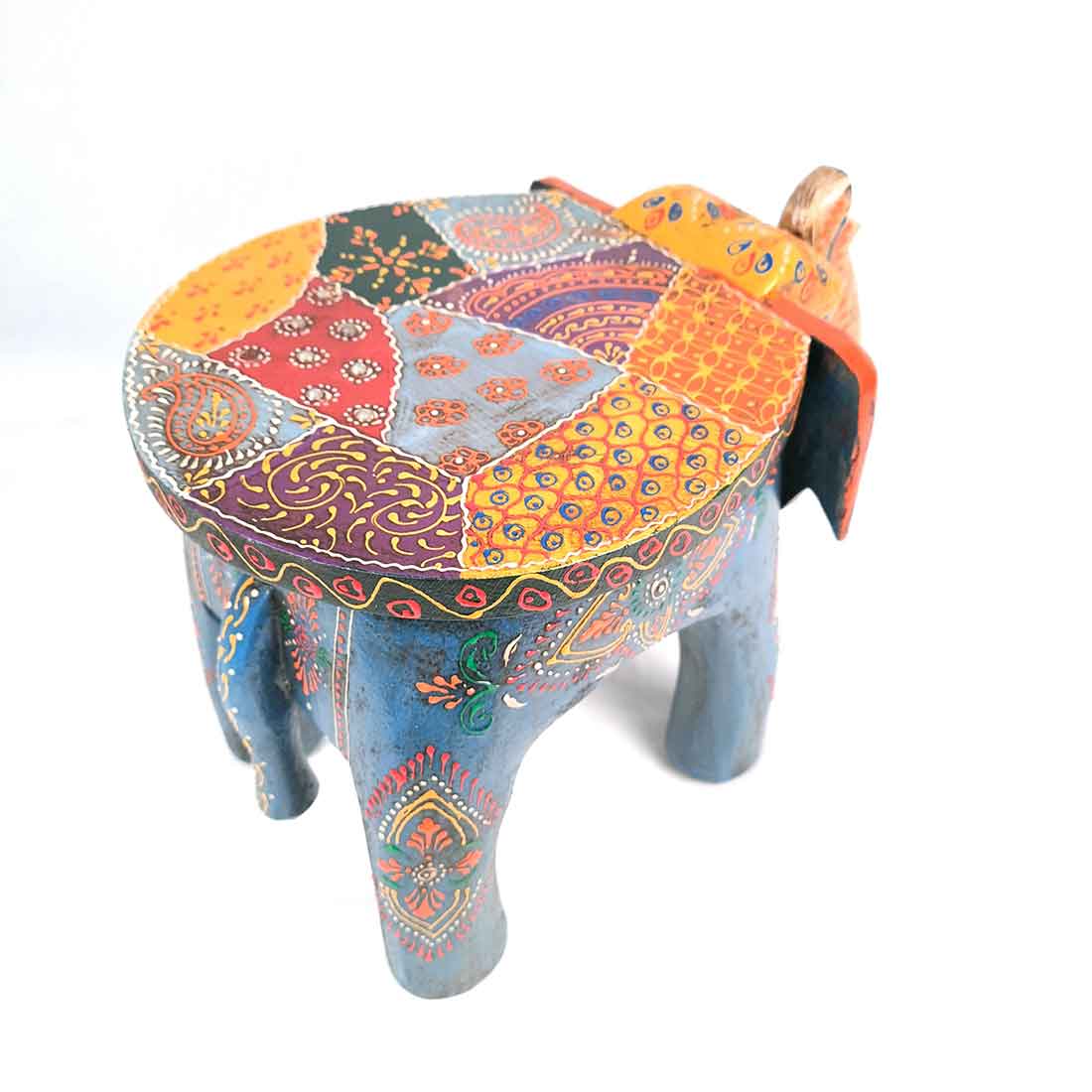 Wooden Stool - Elephant Design | Elephant Table - For Placing Small Pots & Tea Lights - For Home, Living Room Decor & Gifts - 11 Inch - Apkamart #Style_Design 3