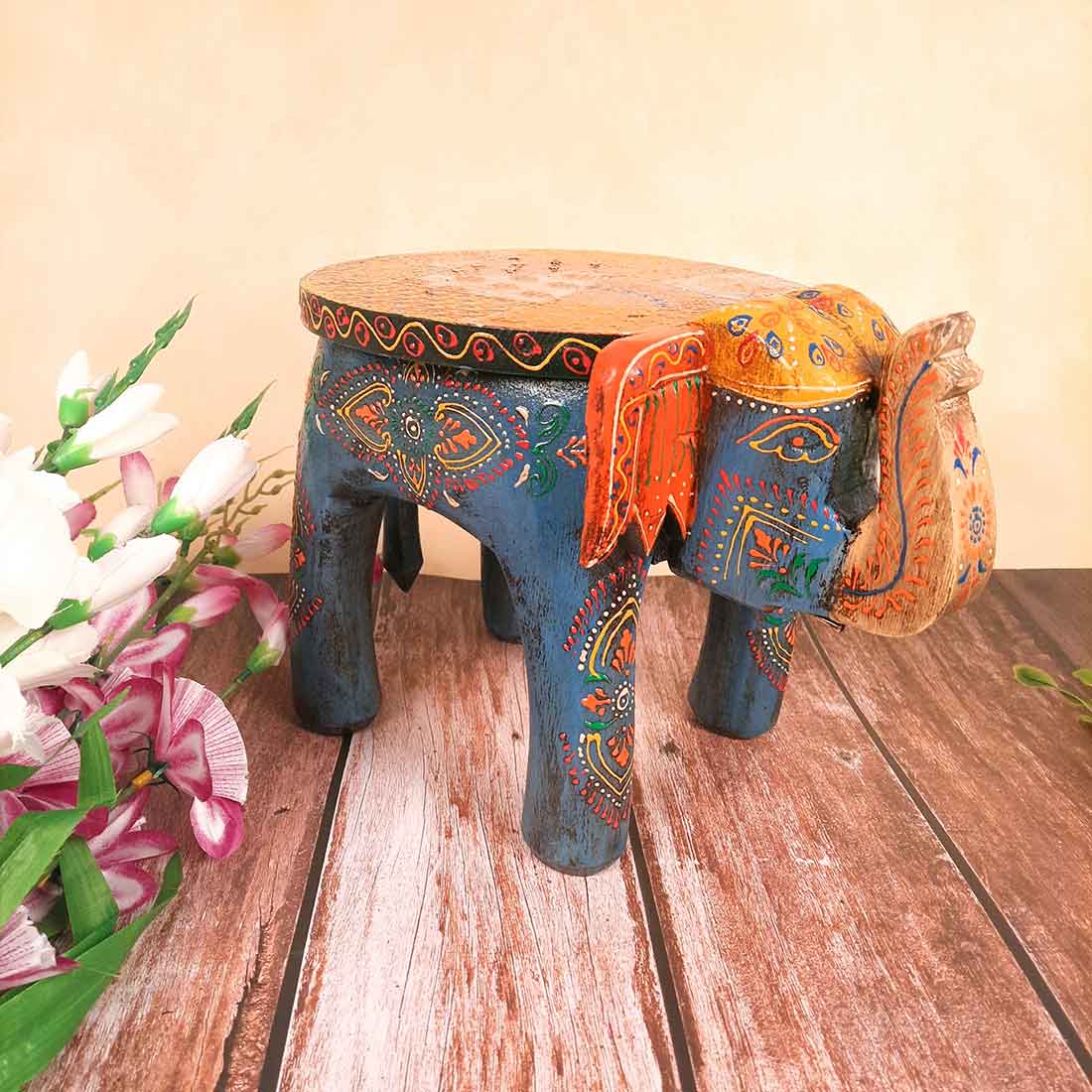Wooden Stool - Elephant Design | Elephant Table - For Placing Small Pots & Tea Lights - For Home, Living Room Decor & Gifts - 11 Inch - Apkamart #Style_Design 3