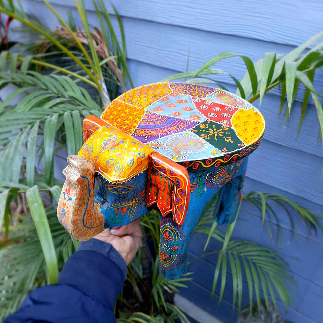Wooden Stool - Elephant Design | Elephant Table - For Placing Small Pots & Tea Lights - For Home, Living Room Decor & Gifts - 11 Inch - Apkamart #Style_Design 3