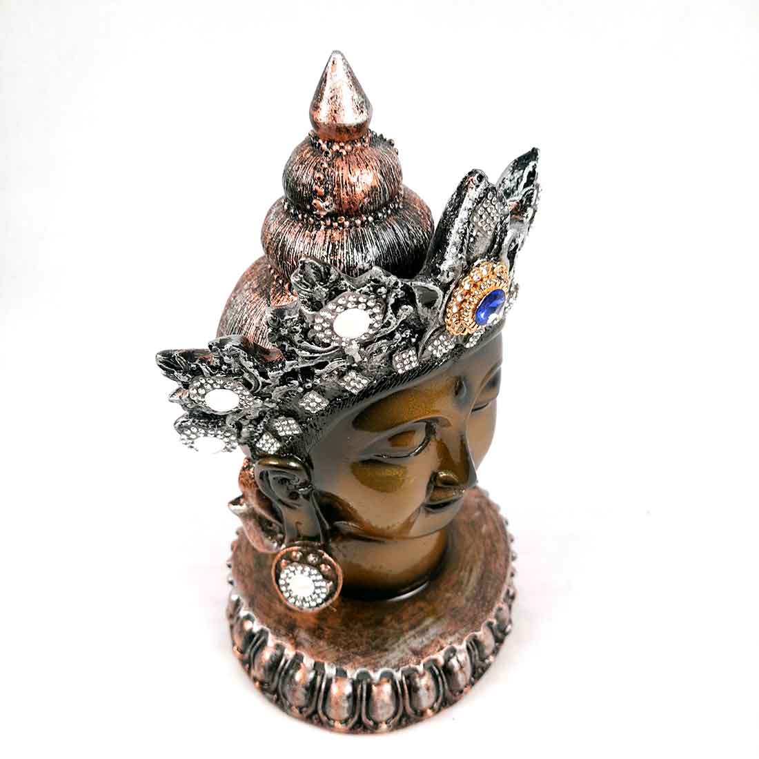 Buddha Head Statue | Buddha Face Showpiece - for Home & Spiritual Decor - 10 Inch #color_Green