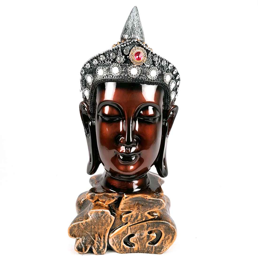 Buddha Head Statue | Decorative Buddha Idol Showpiece -for Home, Living Room, Table Decoration & Gifts - 16 Inch