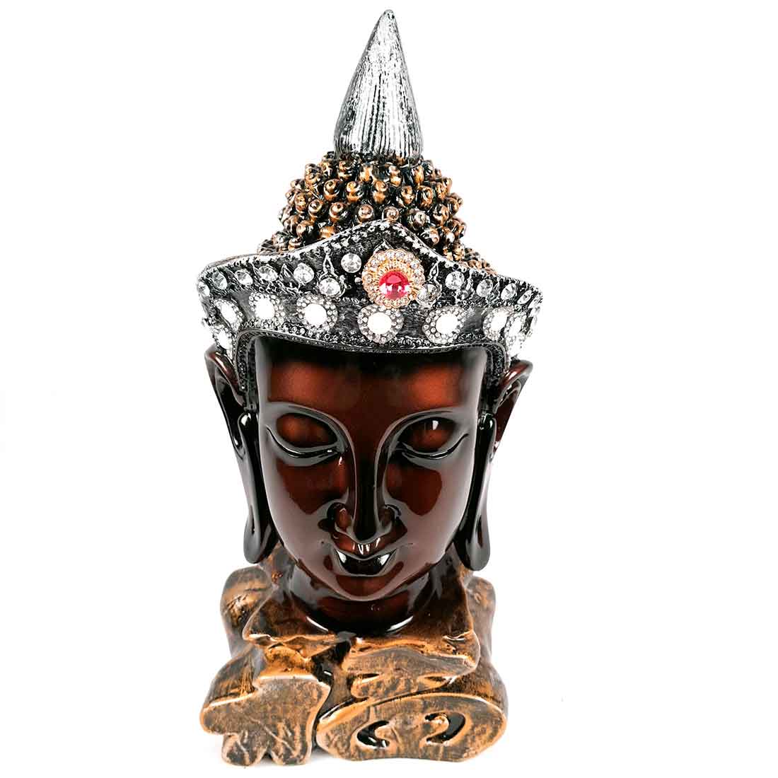 Buddha Head Statue | Decorative Buddha Idol Showpiece -for Home, Living Room, Table Decoration & Gifts - 16 Inch
