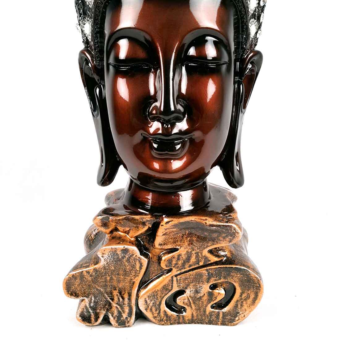 Buddha Head Statue | Decorative Buddha Idol Showpiece -for Home, Living Room, Table Decoration & Gifts - 16 Inch