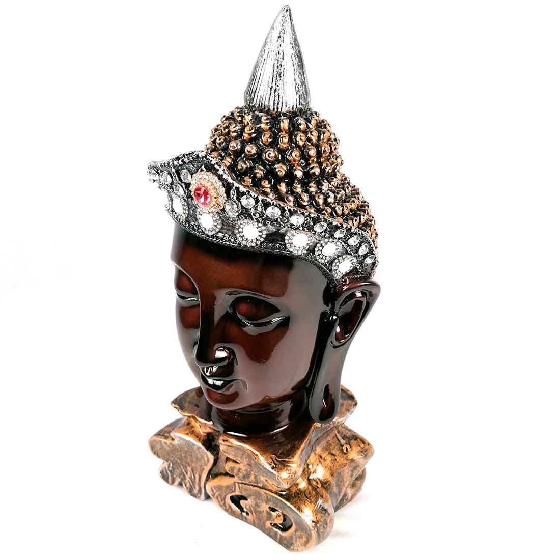 Buddha Head Statue | Decorative Buddha Idol Showpiece -for Home, Living Room, Table Decoration & Gifts - 16 Inch