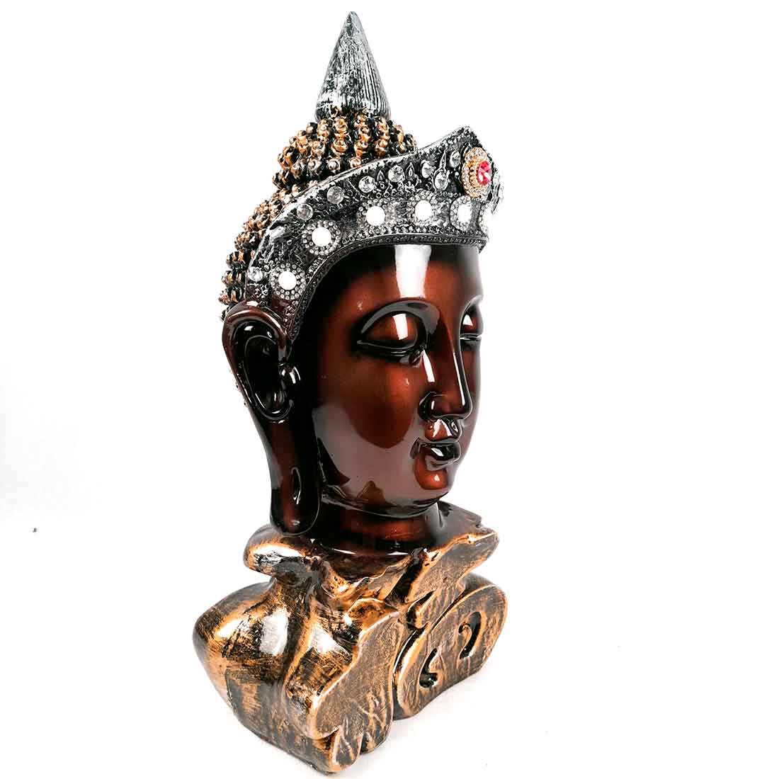 Buddha Head Statue | Decorative Buddha Idol Showpiece -for Home, Living Room, Table Decoration & Gifts - 16 Inch