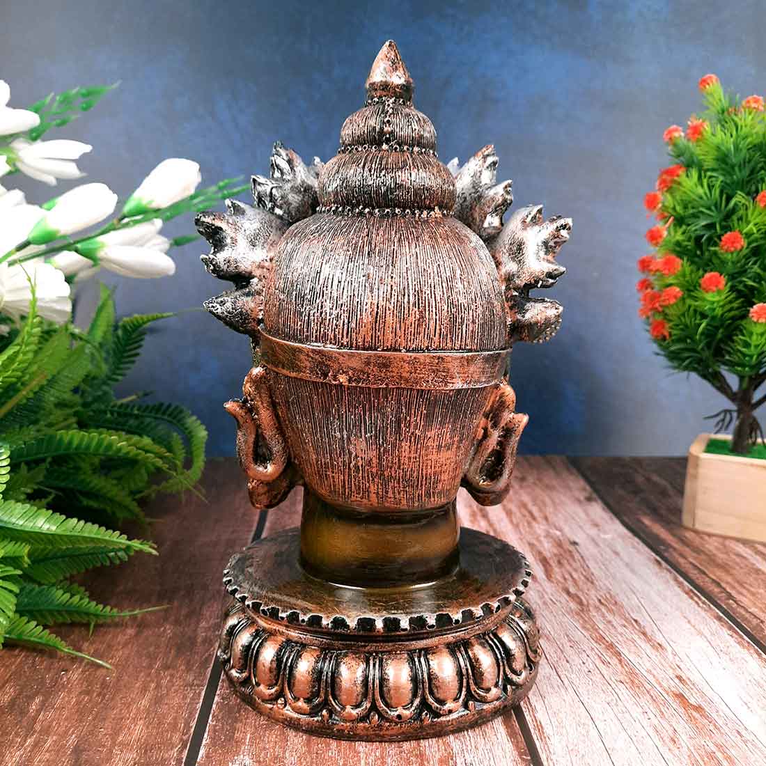 Buddha Head Statue | Buddha Face Showpiece - for Home & Spiritual Decor - 10 Inch #color_Green