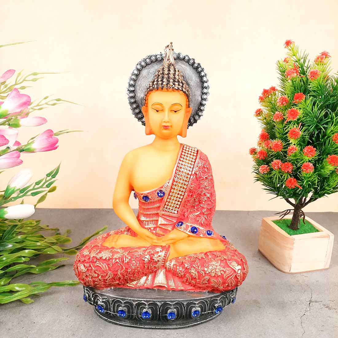 Meditating Buddha Showpiece - for Home Decor, Peace & Harmony - apkamart #size_Medium