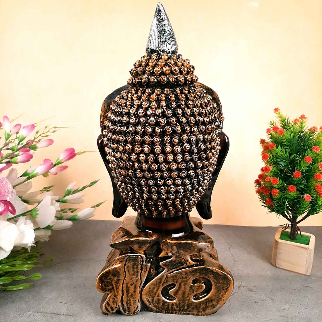 Buddha Head Statue | Decorative Buddha Idol Showpiece -for Home, Living Room, Table Decoration & Gifts - 16 Inch