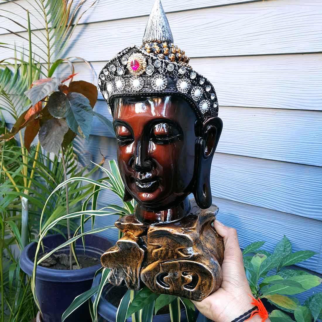 Buddha Head Statue | Decorative Buddha Idol Showpiece -for Home, Living Room, Table Decoration & Gifts - 16 Inch