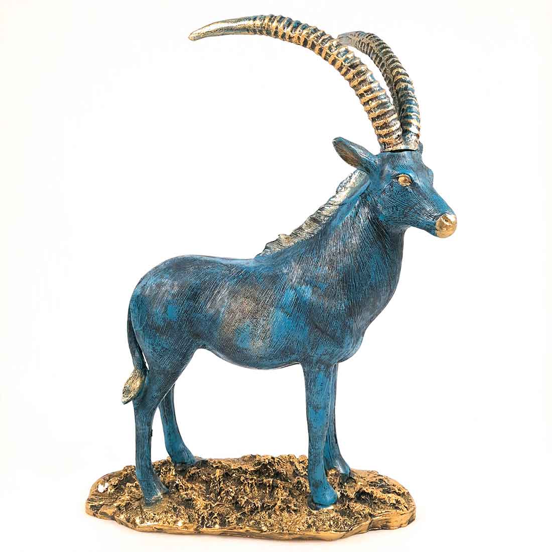 Standing Deer Big Showpiece | Hiran Statue - For Home Decor, Living Room & Gifts - 16 Inch - Apkamart #Color_Blue