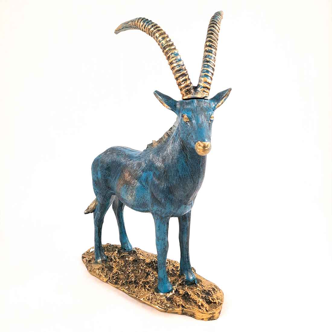 Standing Deer Big Showpiece | Hiran Statue - For Home Decor, Living Room & Gifts - 16 Inch - Apkamart #Color_Blue
