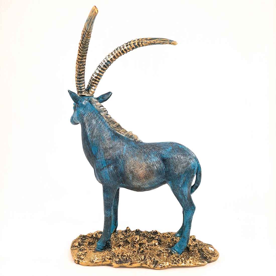 Standing Deer Big Showpiece | Hiran Statue - For Home Decor, Living Room & Gifts - 16 Inch - Apkamart #Color_Blue