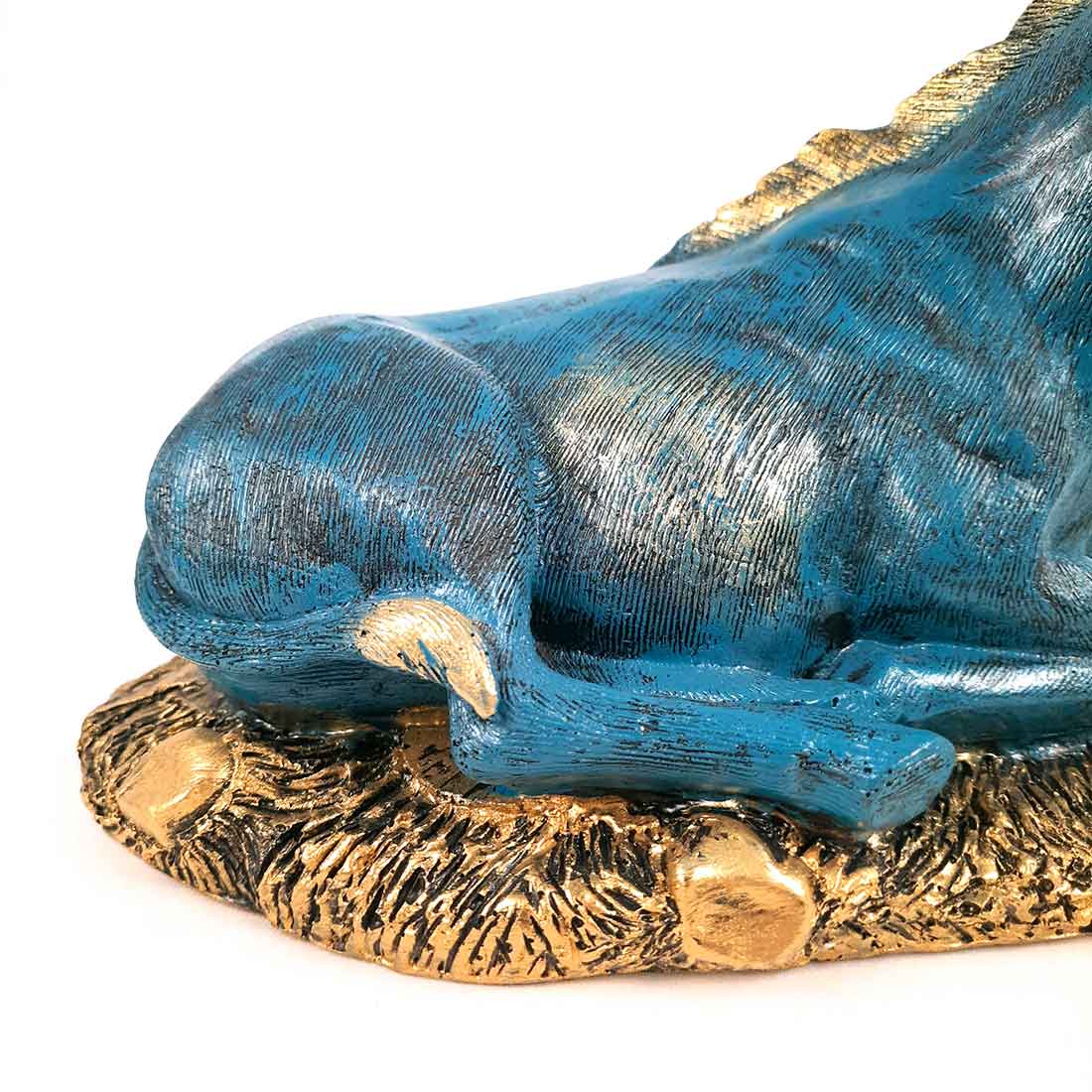 Sitting Deer Showpiece | Animal Figurine - For Garden, Living Room Decor & Gifts - 10 Inch #Color_Blue
