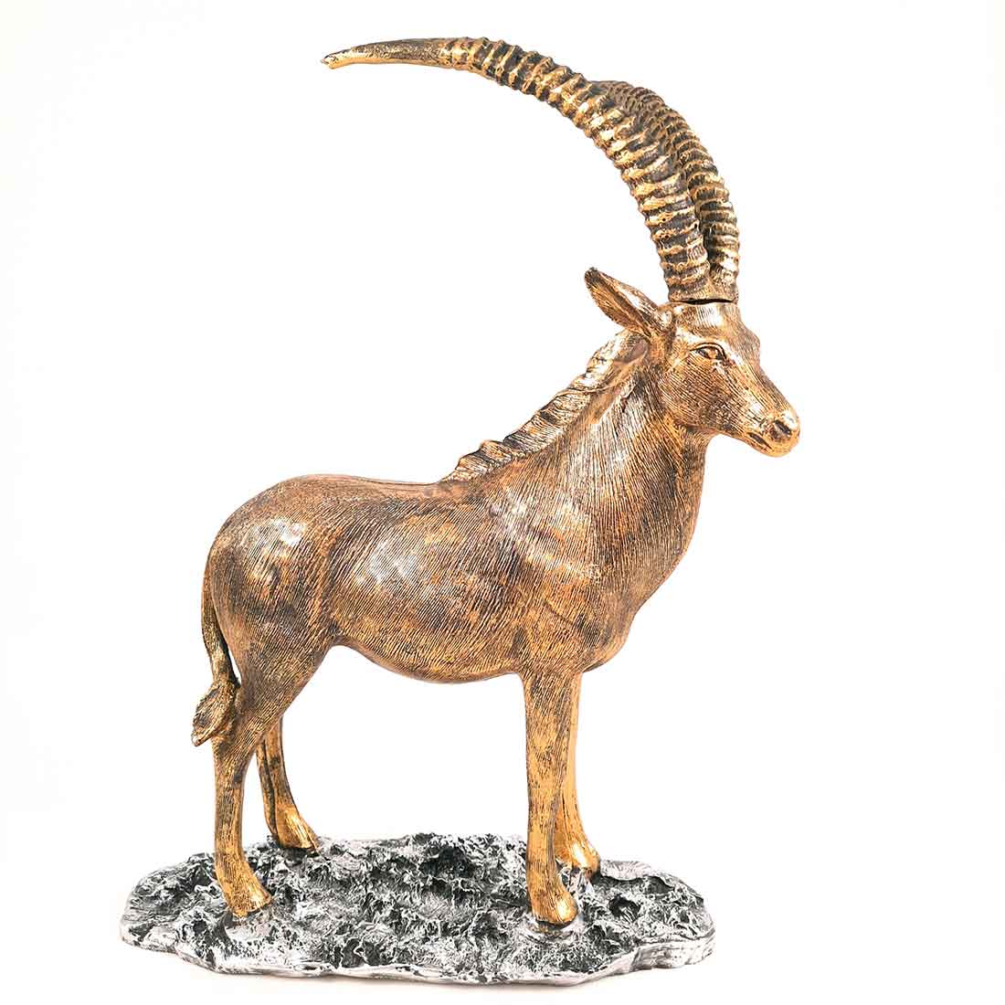 Standing Deer Big Showpiece | Hiran Statue - For Home Decor, Living Room & Gifts - 16 Inch - Apkamart #Color_Golden
