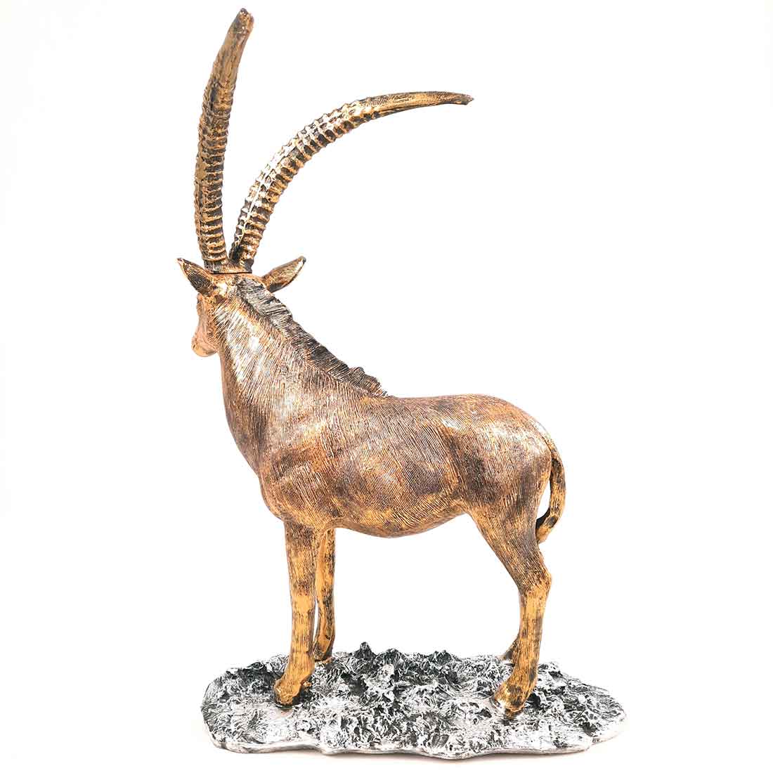Standing Deer Big Showpiece | Hiran Statue - For Home Decor, Living Room & Gifts - 16 Inch - Apkamart #Color_Golden