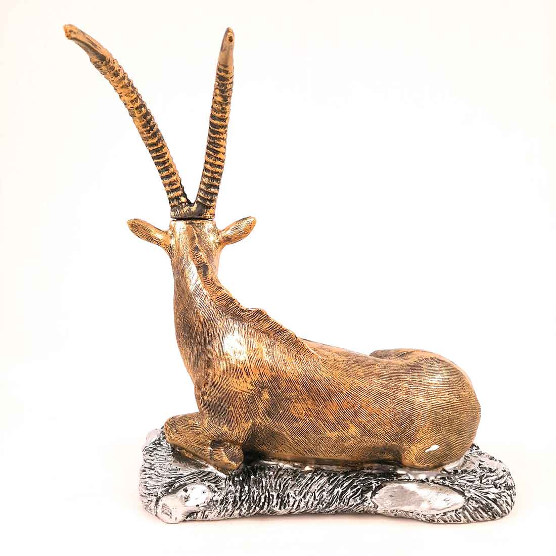 Sitting Deer Showpiece | Animal Figurine - For Garden, Living Room Decor & Gifts - 10 Inch #Color_Golden