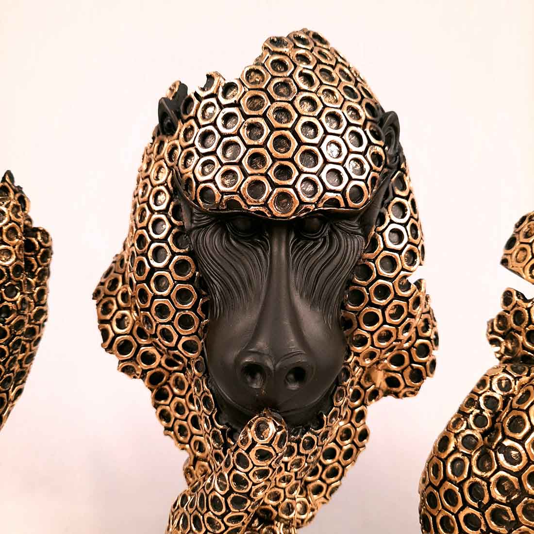3 Monkey Showpiece Set - Apkamart #Color_Golden