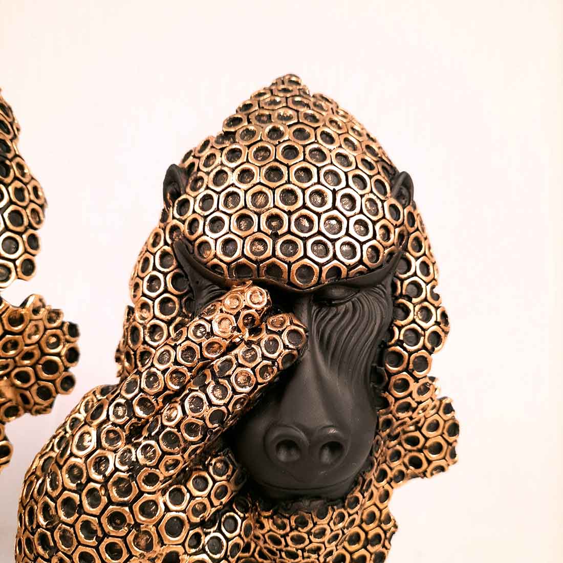 3 Monkey Showpiece Set - Apkamart #Color_Golden