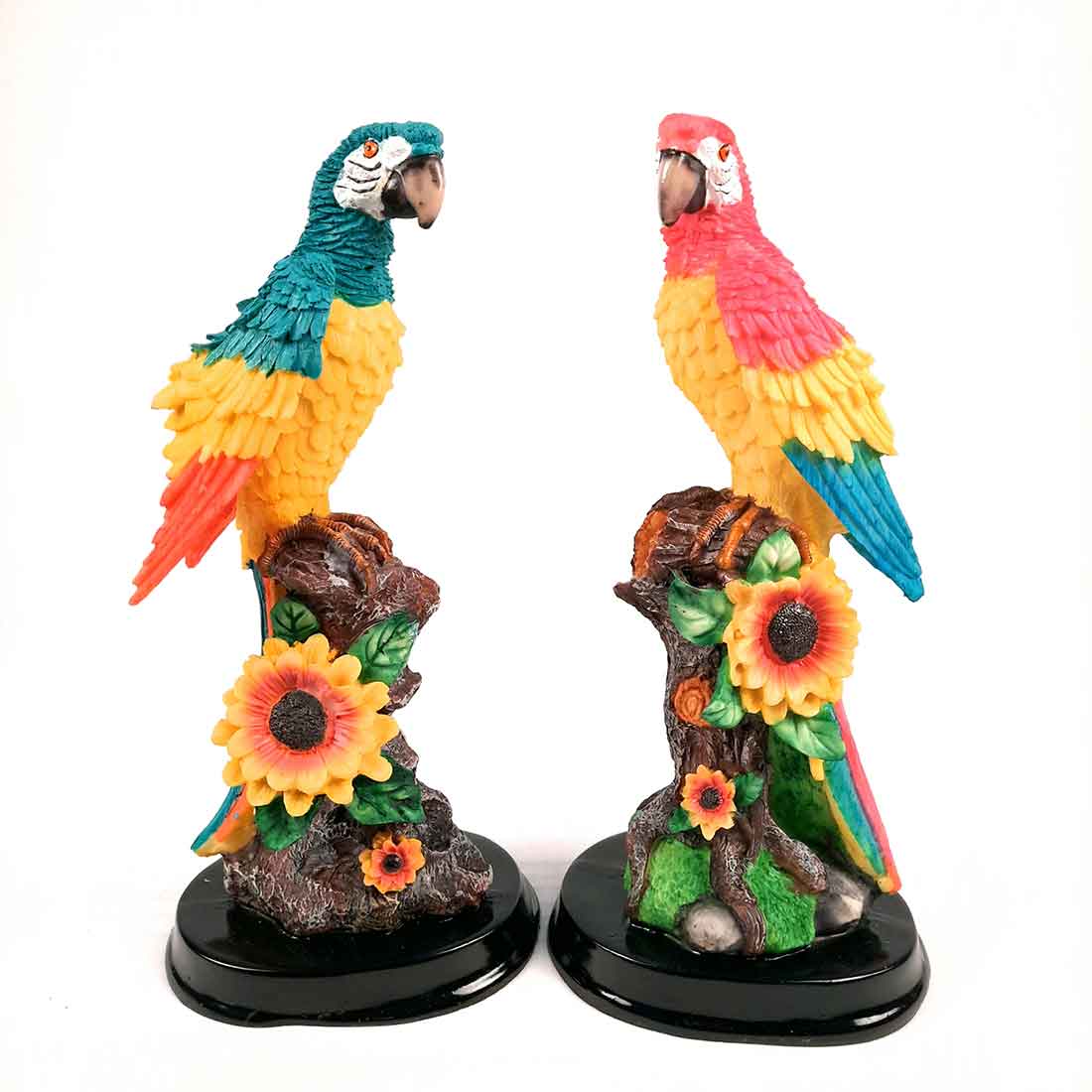 Cute Parrot Pair Showpiece - For Table, Living Room, Garden Decor & Gifts - 13 Inch - Apkamart #Color_Light Blue-Pink