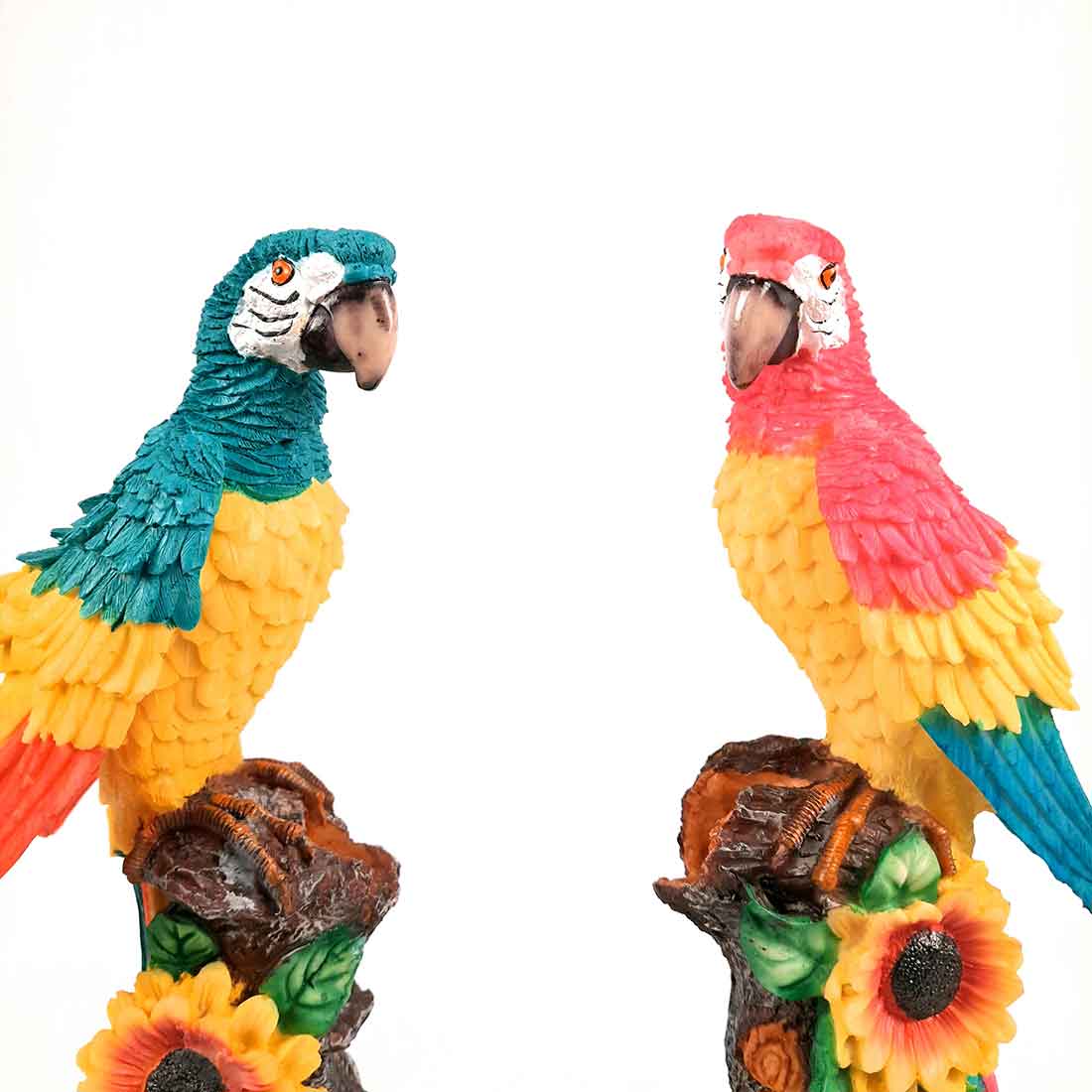 Cute Parrot Pair Showpiece - For Table, Living Room, Garden Decor & Gifts - 13 Inch - Apkamart #Color_Light Blue-Pink