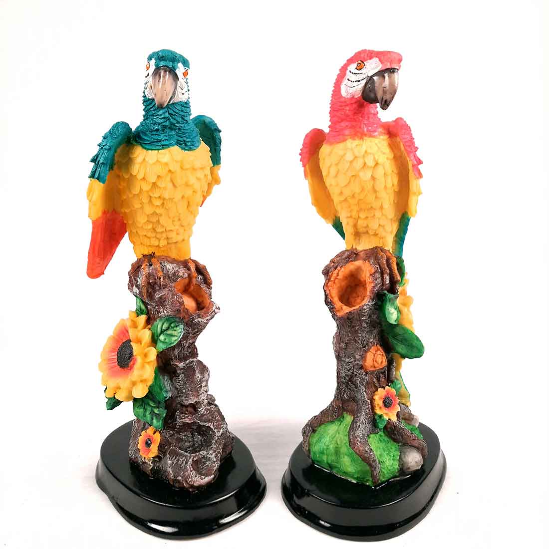 Cute Parrot Pair Showpiece - For Table, Living Room, Garden Decor & Gifts - 13 Inch - Apkamart #Color_Light Blue-Pink