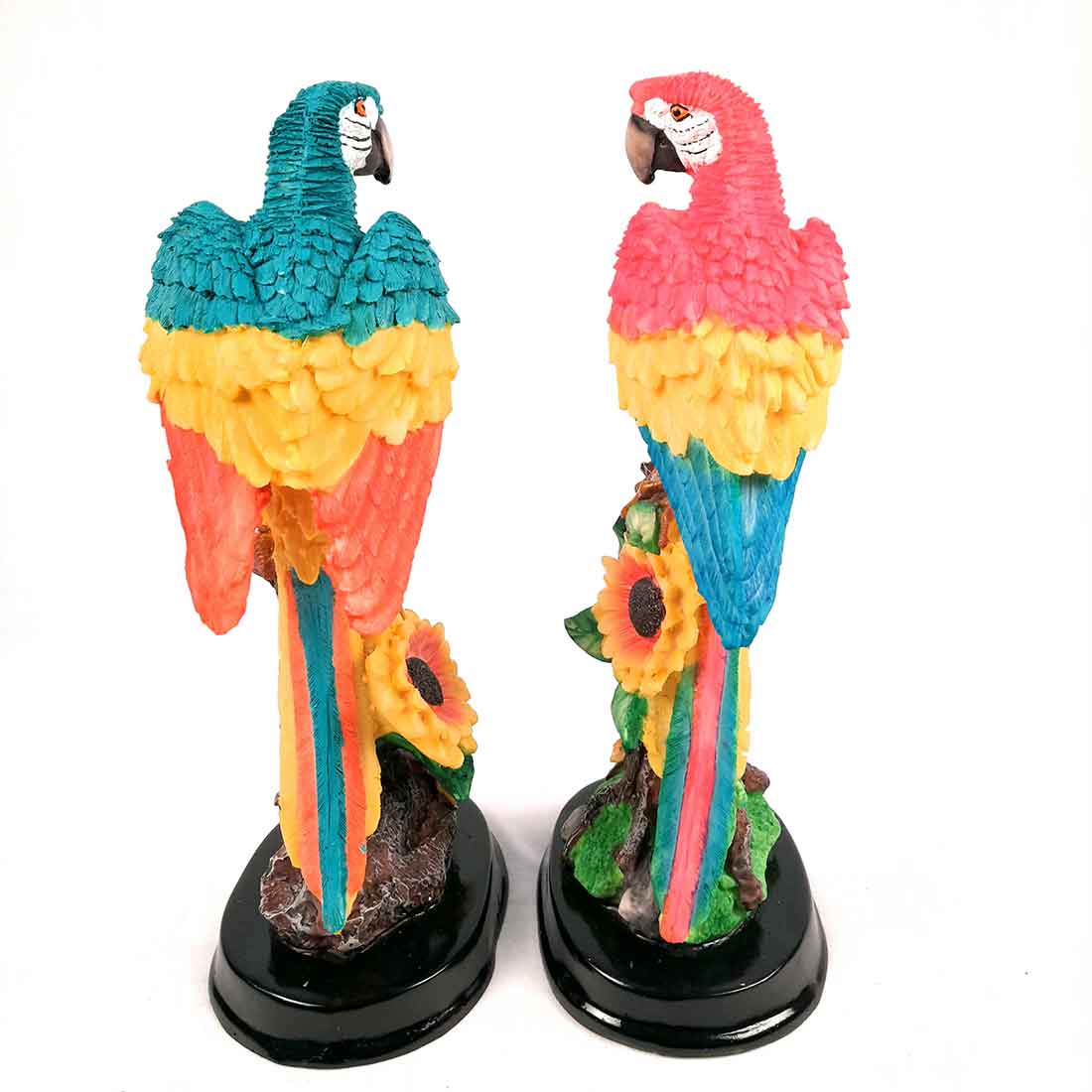 Cute Parrot Pair Showpiece - For Table, Living Room, Garden Decor & Gifts - 13 Inch - Apkamart #Color_Light Blue-Pink