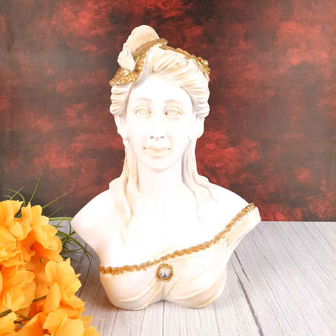 French Lady Antique Statue | Vintage Lady Figurine White - for Living Room, Home & Shelf Décor - 16 Inch