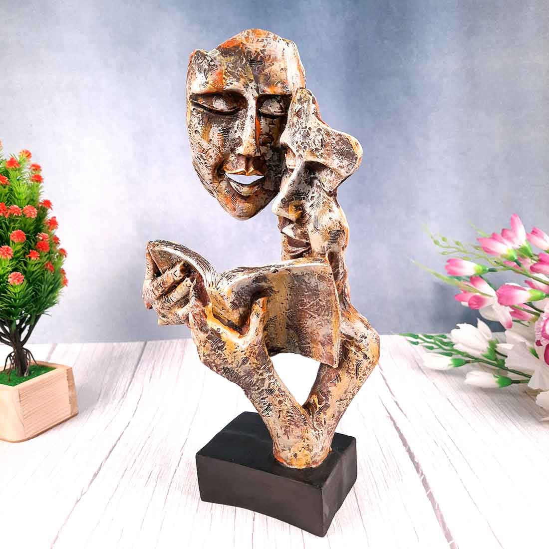 Antique Face Showpiece - For Table Decor & Gifts - 13 Inch - Apkamart #Style_Design 1