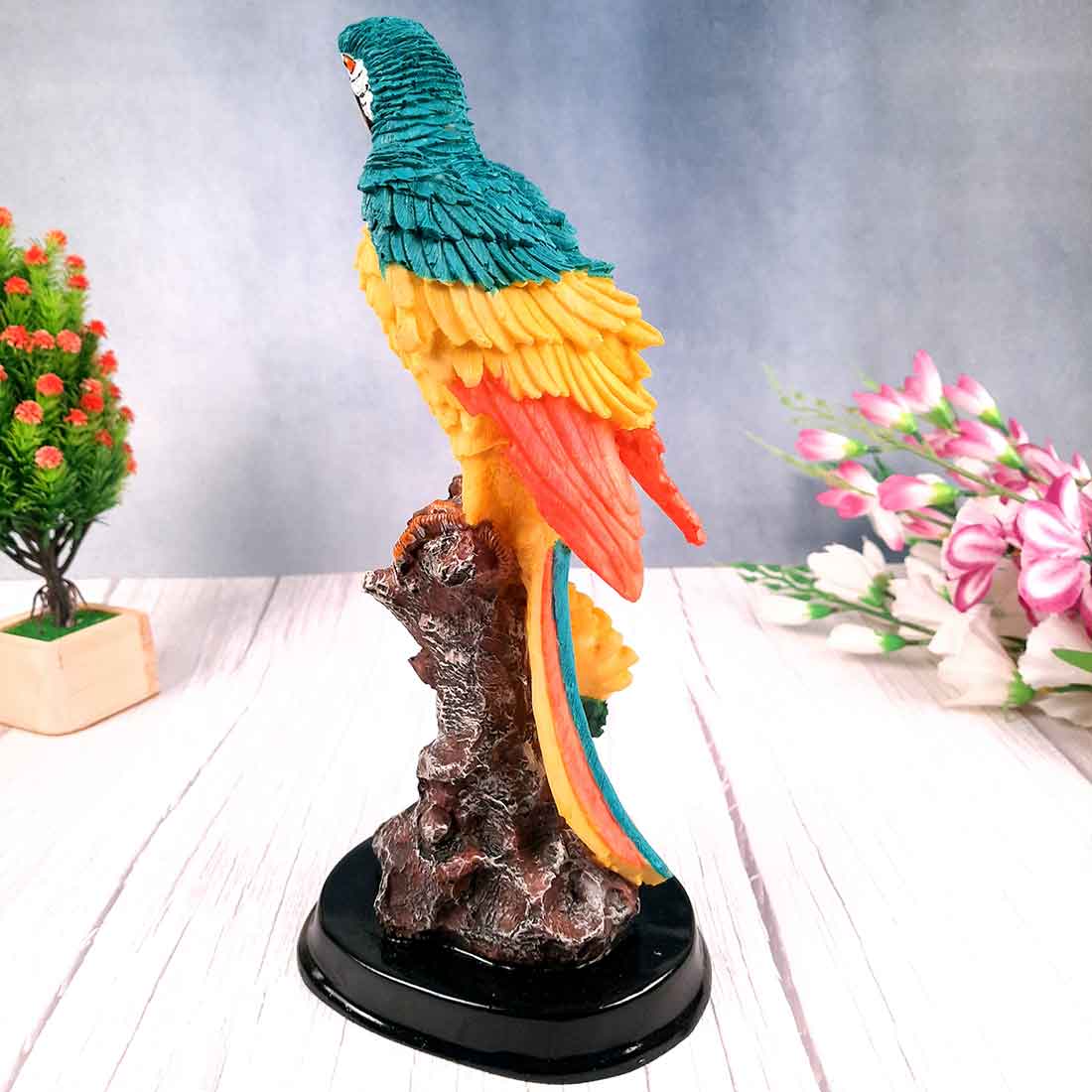Decorative Parrot Showpiece - For Home, Table, Graden Decor & Gifts - 13 Inch - Apkamart #Color_Light Blue