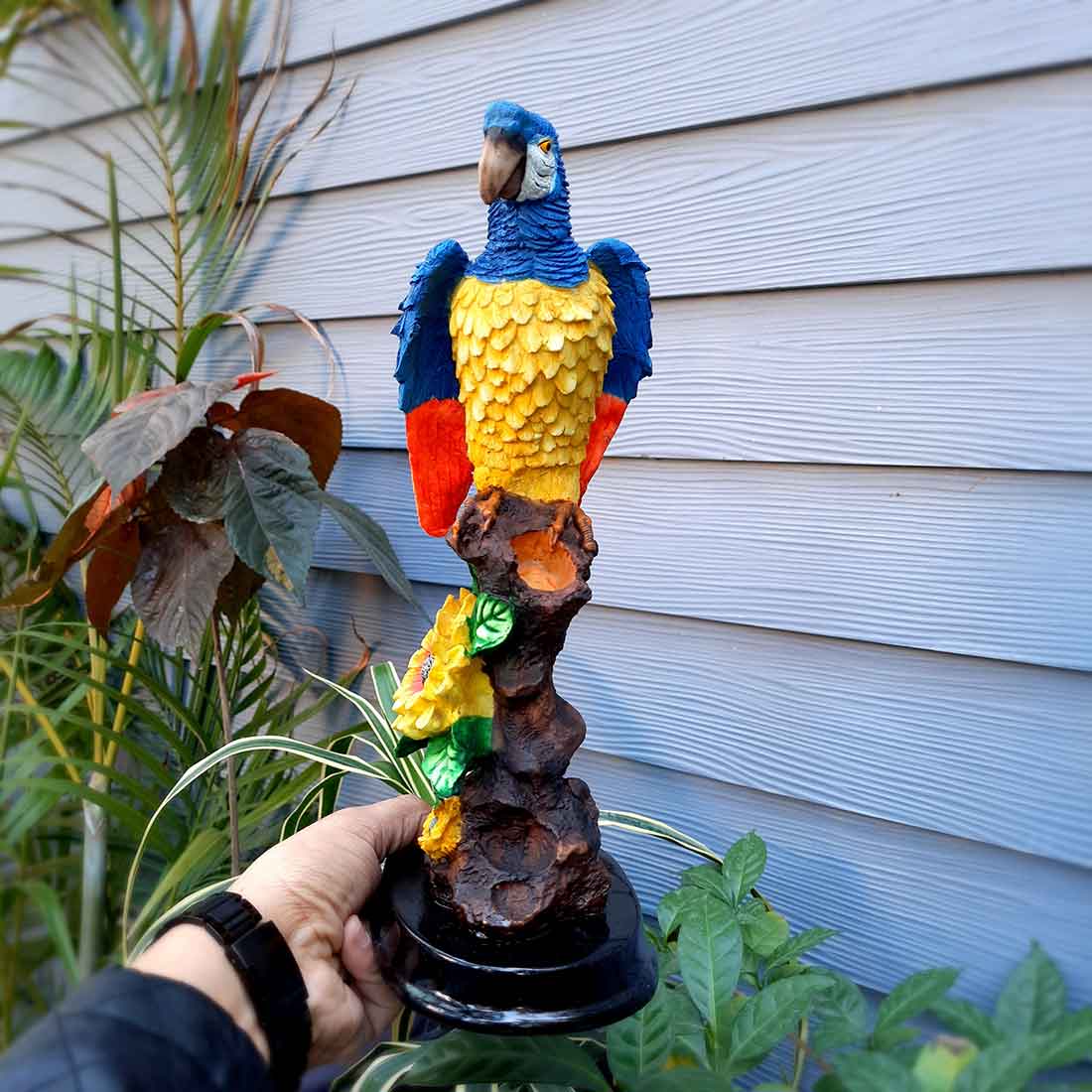 Cute Parrot Pair Showpiece - For Table, Living Room, Garden Decor & Gifts - 13 Inch - Apkamart #Color_Dark Blue-Pink