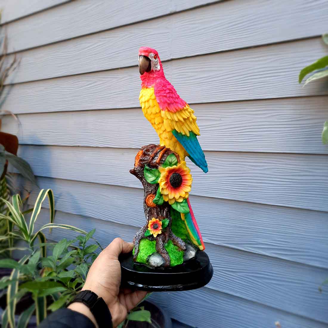 Cute Parrot Pair Showpiece - For Table, Living Room, Garden Decor & Gifts - 13 Inch - Apkamart #Color_Dark Blue-Pink