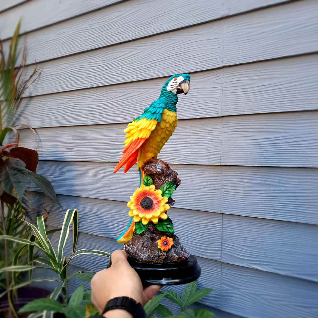 Decorative Parrot Showpiece - For Home, Table, Graden Decor & Gifts - 13 Inch - Apkamart #Color_Light Blue