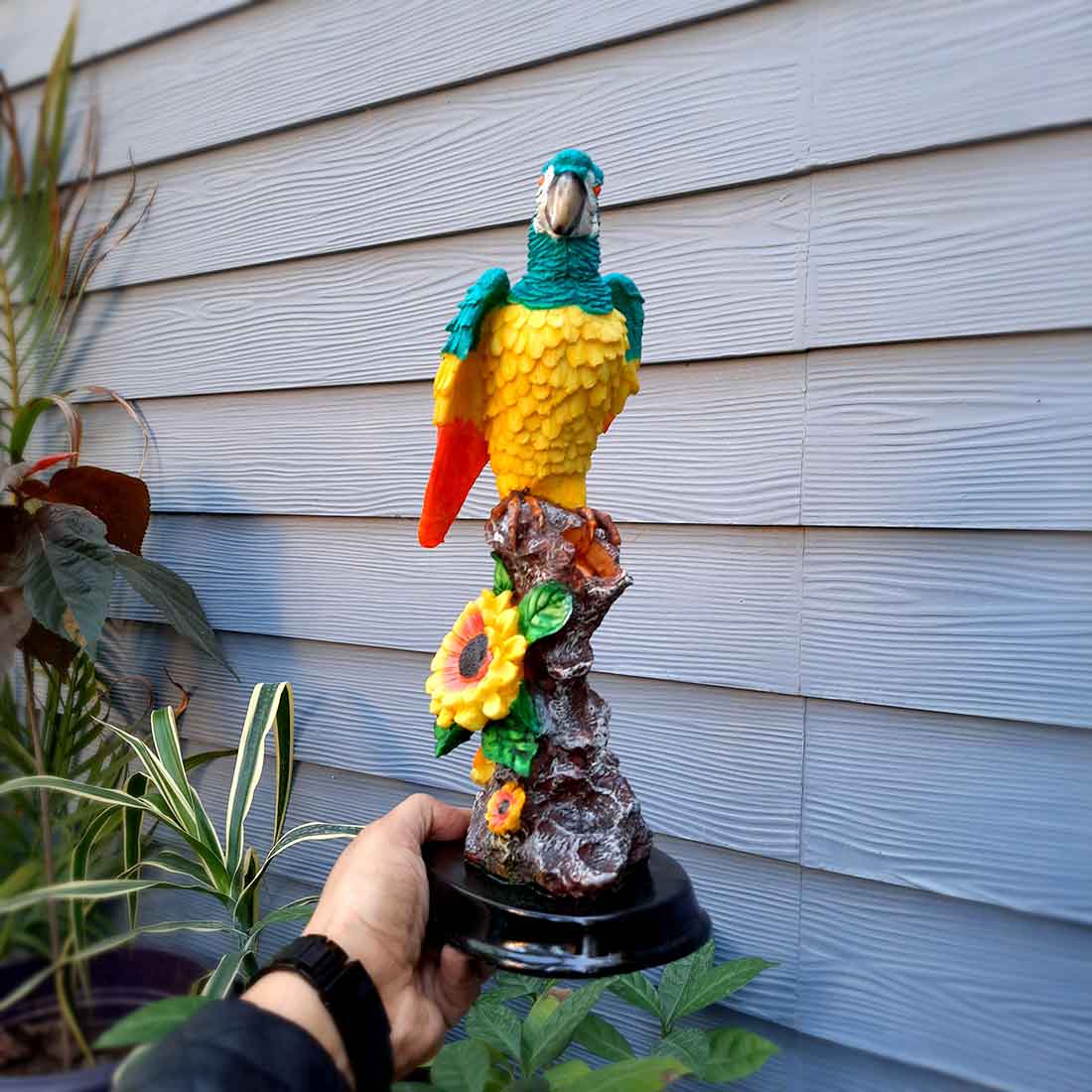 Decorative Parrot Showpiece - For Home, Table, Graden Decor & Gifts - 13 Inch - Apkamart #Color_Light Blue