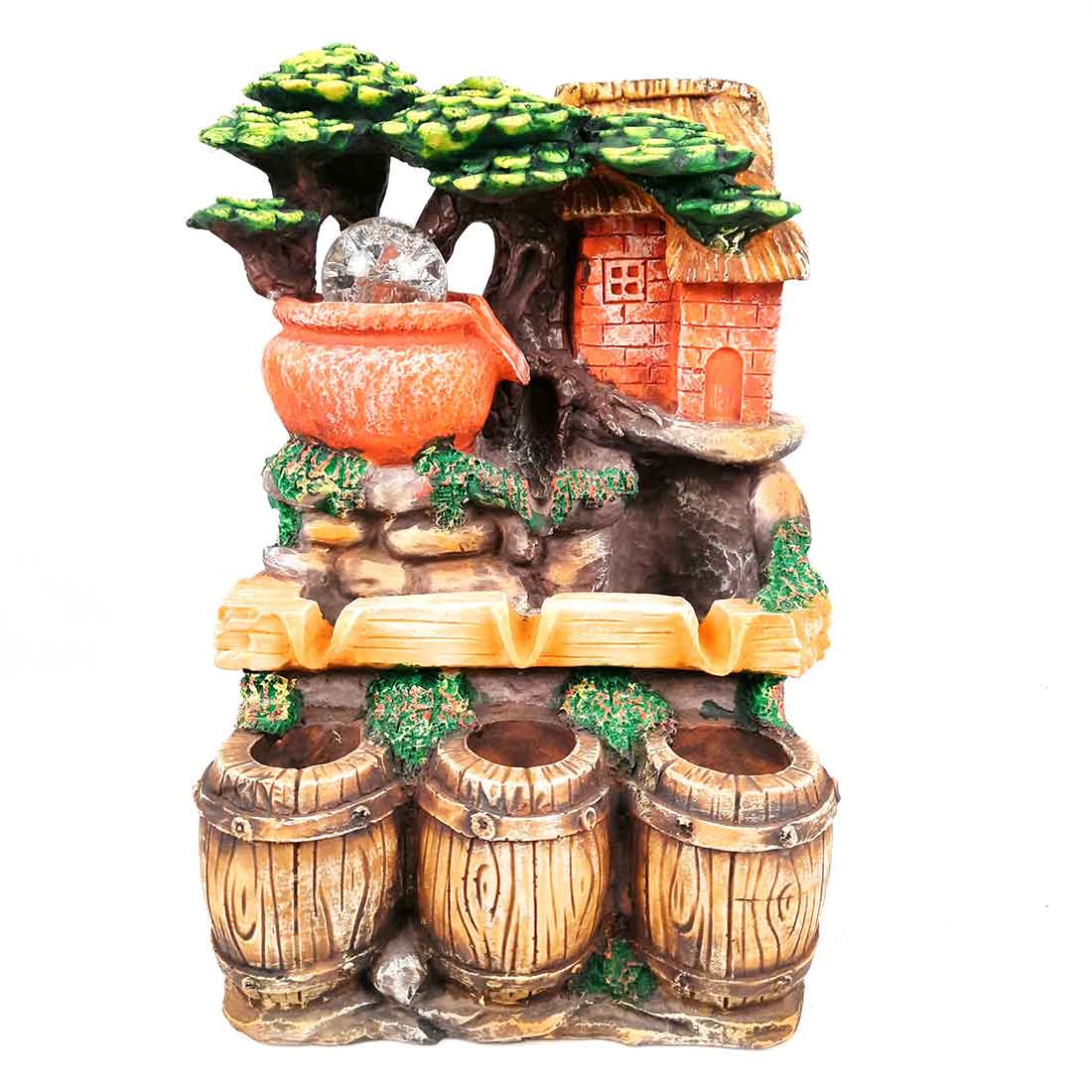 Table Water Fountain | Indoor Fountain with LED Lights - for Home, Garden Decoration & House Warming Gift - 13 Inch - Apkamart #Style_Style 4