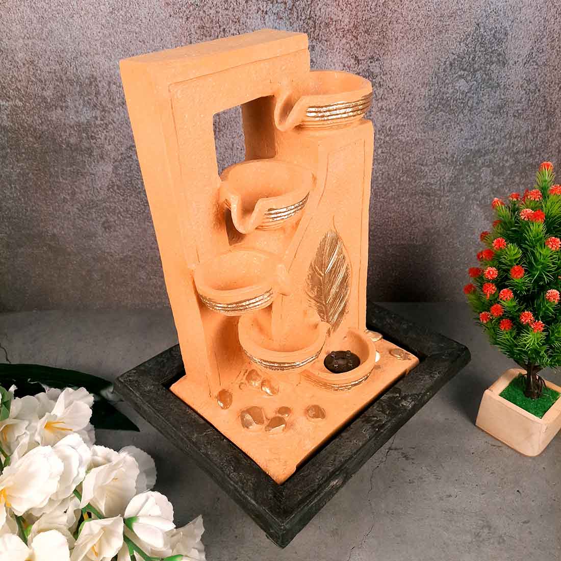 Table Top Water Fountain 5 Step with LED Lights | Decoration Showpiece - For Vastu, Home Décor & Gifts - 15 Inch - Apkamart #Style_Design 2