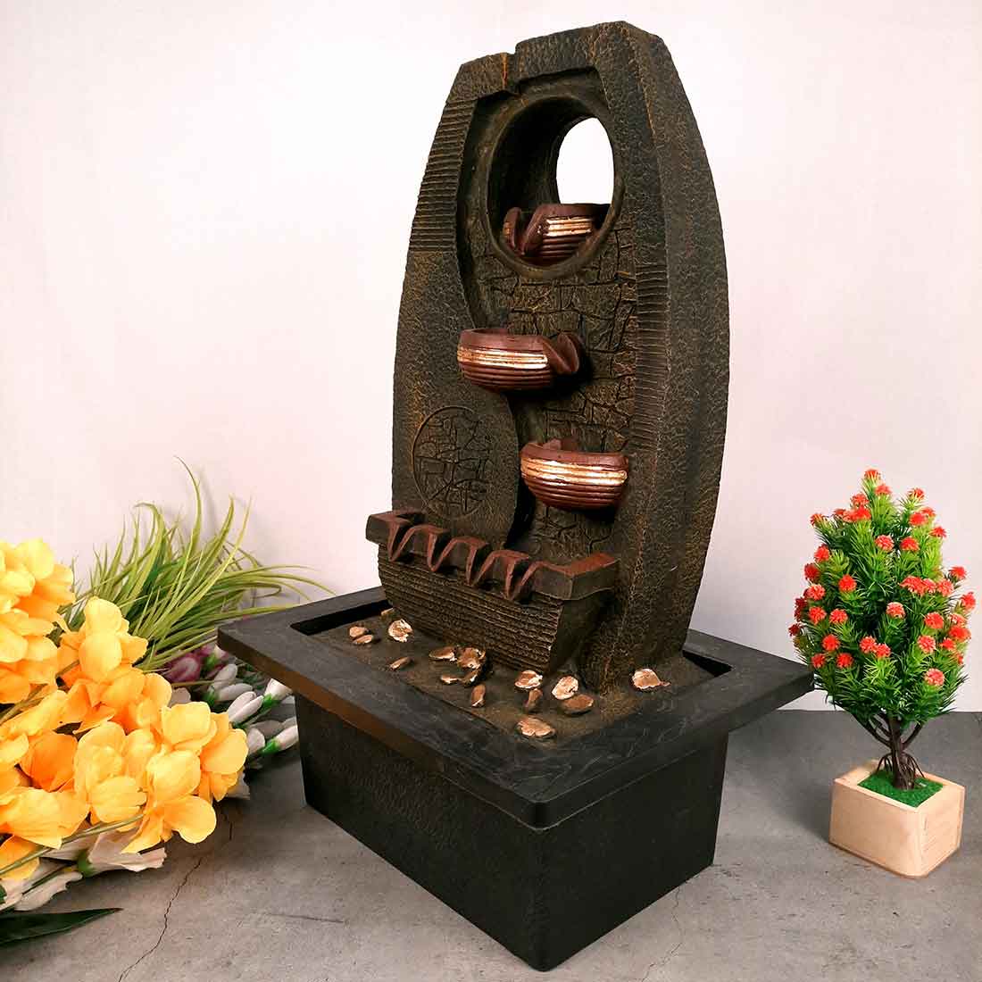 Decorative Water Fountains with LED Lights | Tabletop Waterfall - For Tabletop, Living Room, Garden & Home Decoration -24 InchDecorative Water Fountains with LED Lights | Tabletop Waterfall - For Tabletop, Living Room, Garden & Home Decoration - 23 Inch - Apkamart #Color_Black