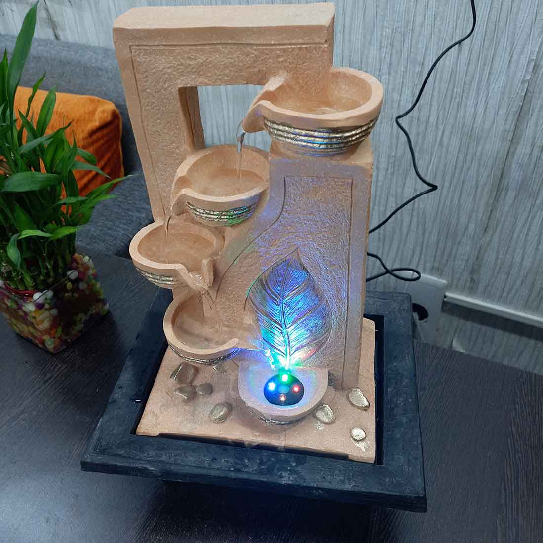 Table Top Water Fountain 5 Step with LED Lights | Decoration Showpiece - For Vastu, Home Décor & Gifts - 15 Inch - Apkamart #Style_Design 2