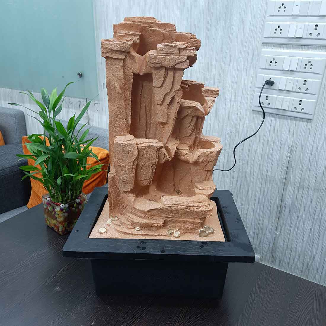 Table Top Water Fountain | Indoor Fountains with LED Lights Waterfall  - For Vastu, Table, Office, Living Room, Home Decor & Gifts | Wedding & House Warming Gift - 16 Inch - Apkamart #Style_Design 2