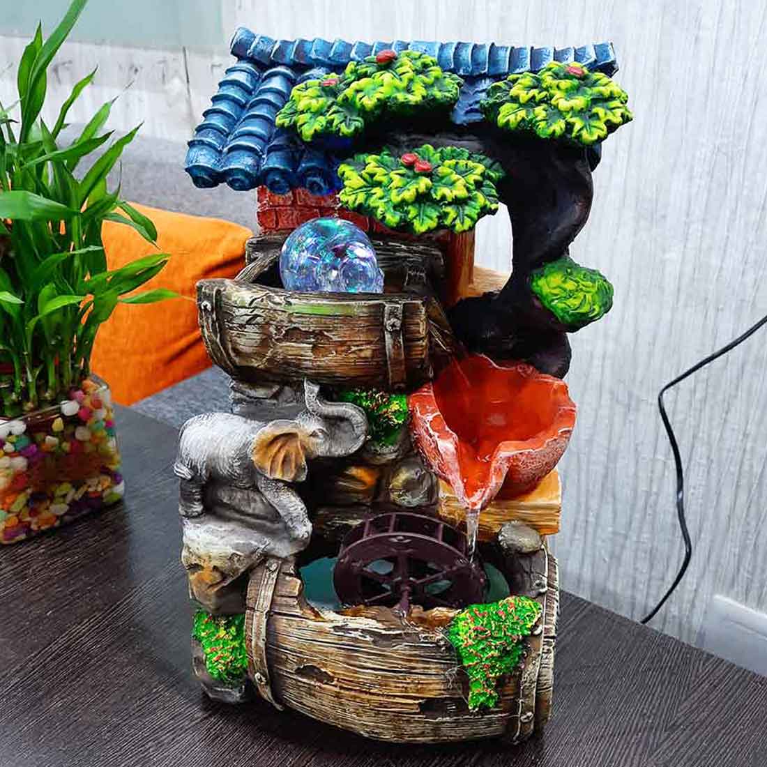 Table Water Fountain | Indoor Fountain with LED Lights - for Home, Garden Decoration & House Warming Gift - 13 Inch - Apkamart #Style_Style 5