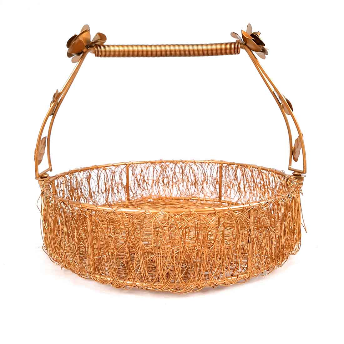 Multi-Purpose Gold Plated Meshwire Basket | Shagun Basket - For Packing & Serving Fruits, Sweets & Gifts - 11 Inch - Apkamart