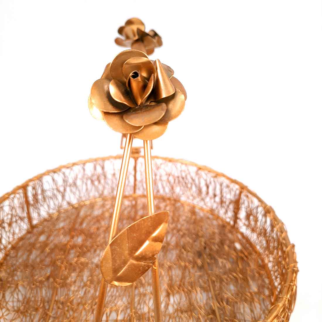 Multi-Purpose Gold Plated Meshwire Basket | Shagun Basket - For Packing & Serving Fruits, Sweets & Gifts - 11 Inch - Apkamart