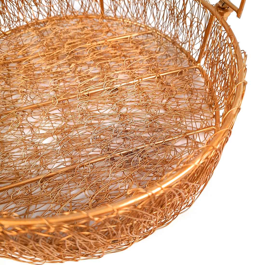 Multi-Purpose Gold Plated Meshwire Basket | Shagun Basket - For Packing & Serving Fruits, Sweets & Gifts - 11 Inch - Apkamart