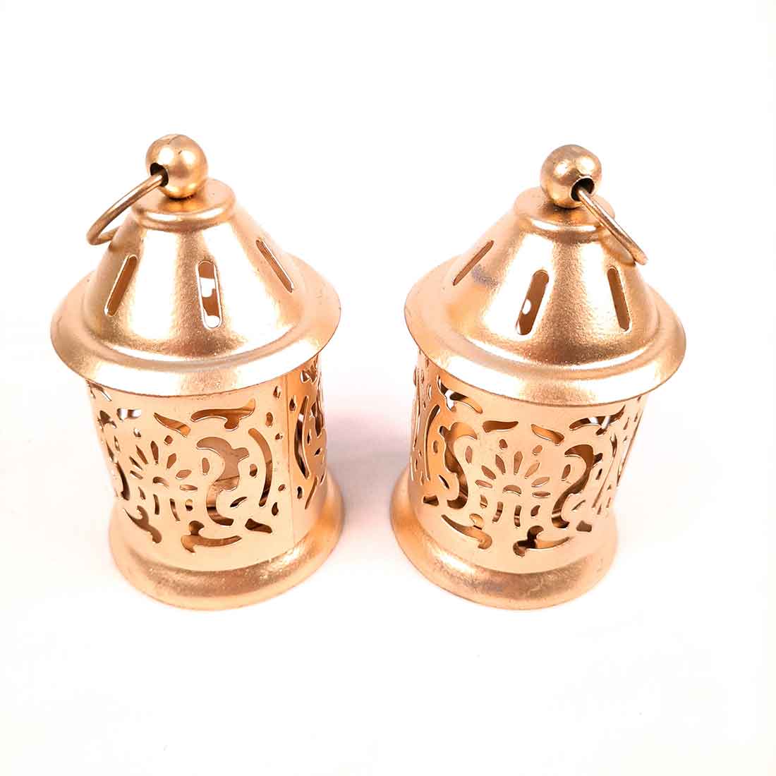 Hanging Lantern Tea Light Candle Holder | Decorative T Light Holder - For Table & Home Decor (Pack of 2) - Apkamart #Style_Pack of 2