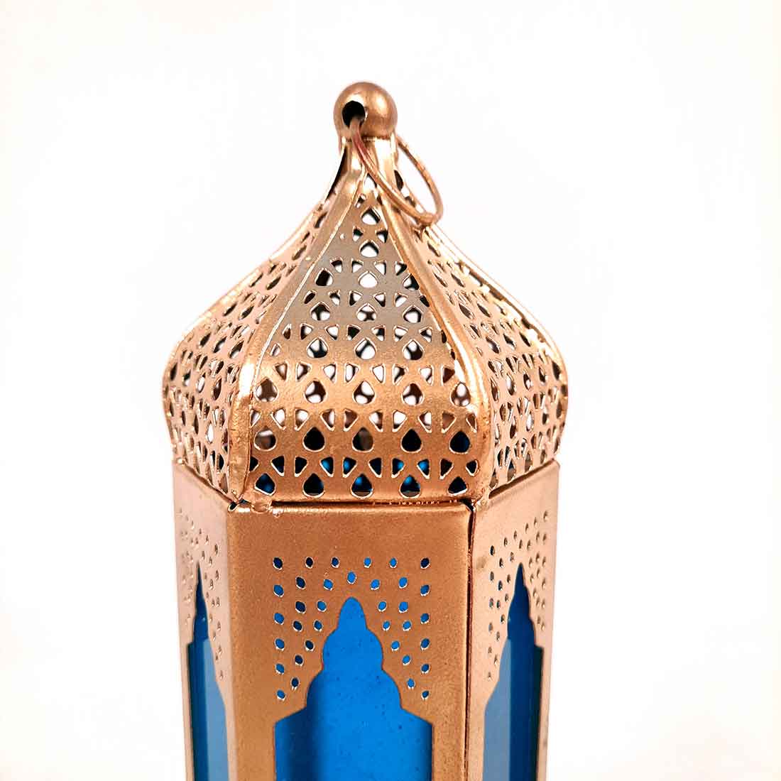 Lantern Tea Light Candle Holder | Moroccan Lantern Glass Lamp - For Home Decoration & Party Decor - 10 Inch - Apkamart #Style_Pack of 1