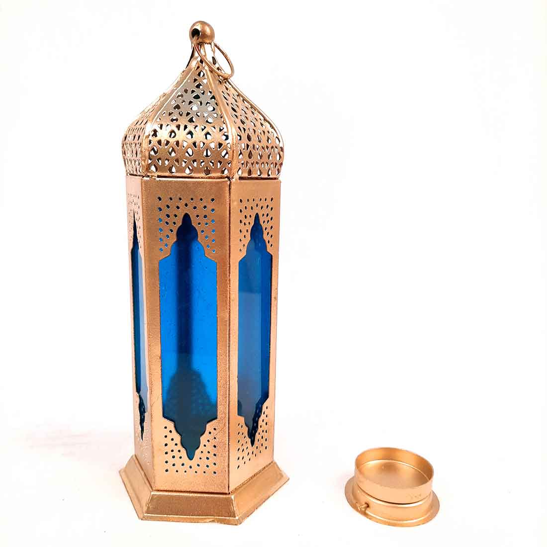 Lantern Tea Light Candle Holder | Moroccan Lantern Glass Lamp - For Home Decoration & Party Decor - 10 Inch - Apkamart #Style_Pack of 2