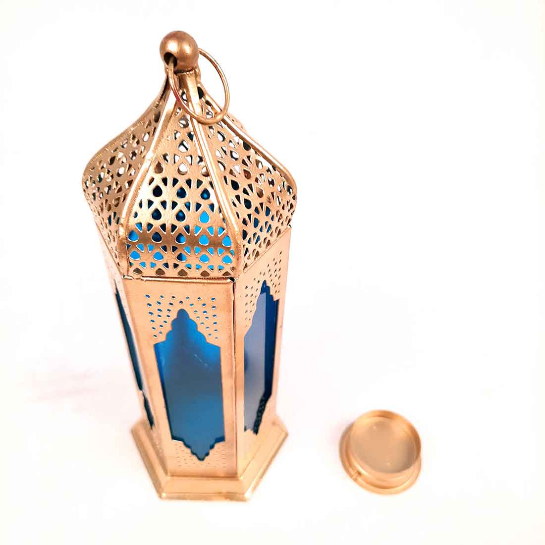 Lantern Tea Light Candle Holder | Moroccan Lantern Glass Lamp - For Home Decoration & Party Decor - 10 Inch - Apkamart #Style_Pack of 1