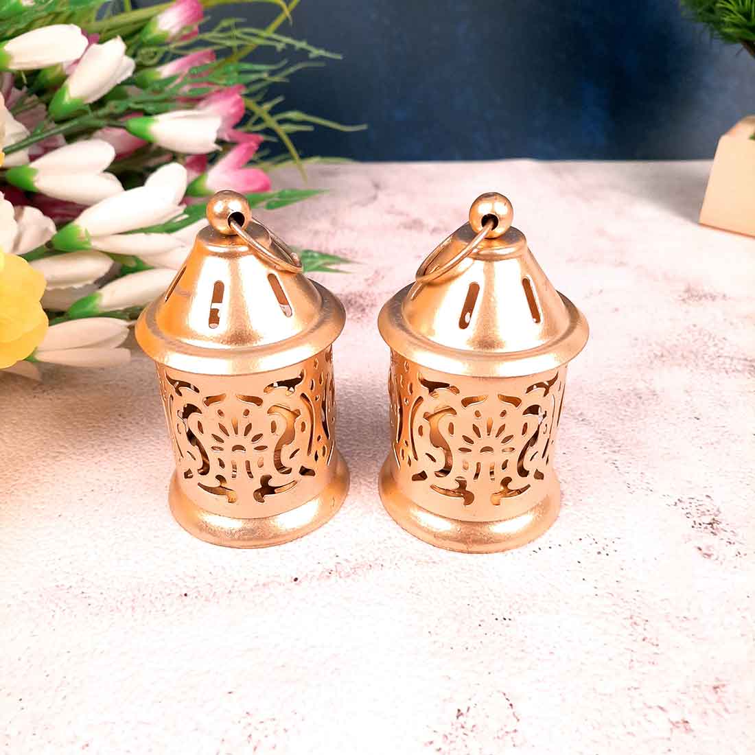 Hanging Lantern Tea Light Candle Holder | Decorative T Light Holder - For Table & Home Decor (Pack of 2) - Apkamart #Style_Pack of 2