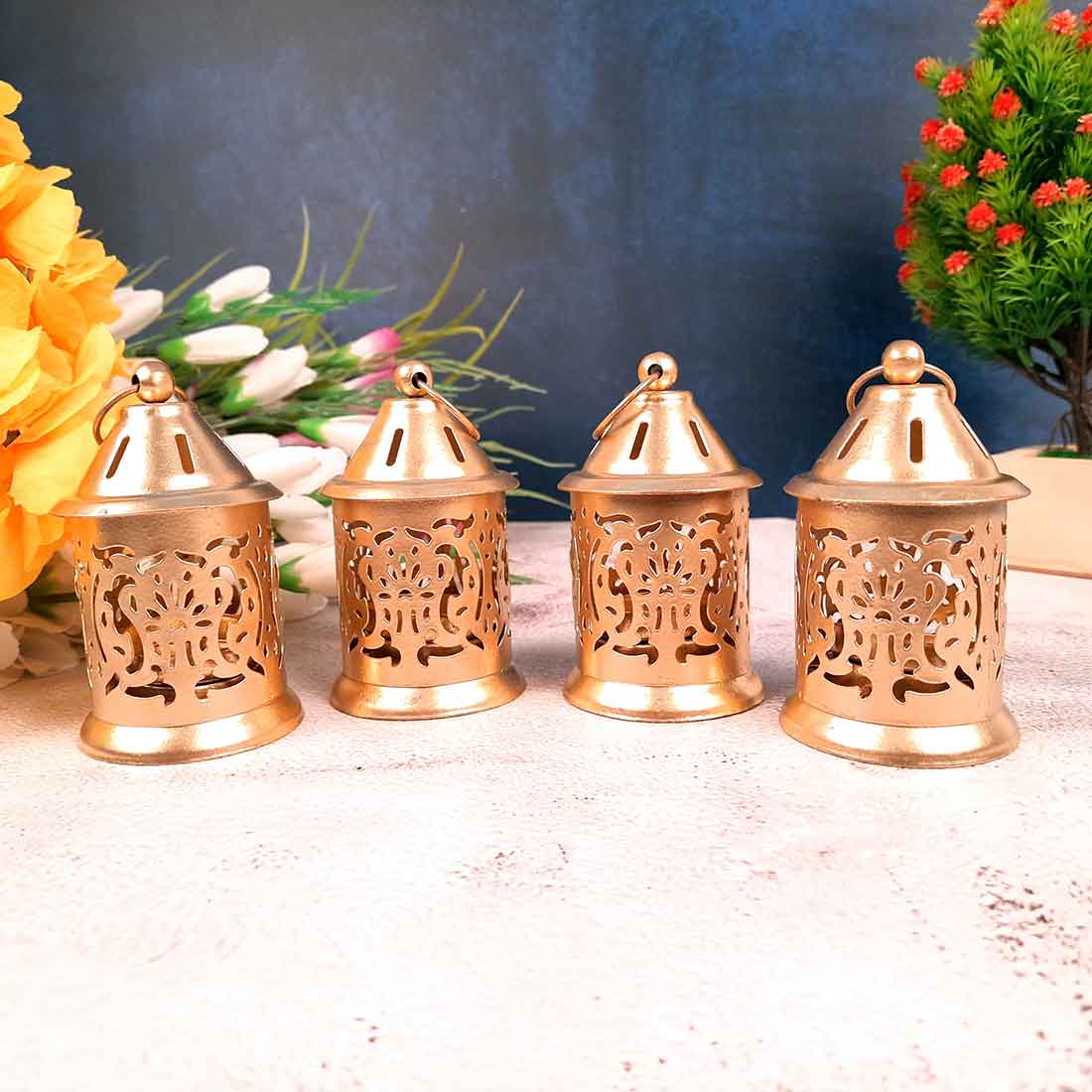 Hanging Lantern Tea Light Candle Holder | Decorative T Light Holder - For Table & Home Decor (Pack of 2) - Apkamart #Style_Pack of 4