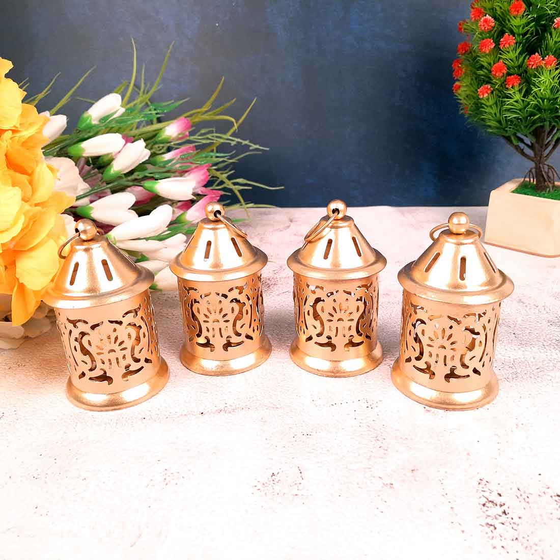 Hanging Lantern Tea Light Candle Holder | Decorative T Light Holder - For Table & Home Decor (Pack of 2) - Apkamart #Style_Pack of 4