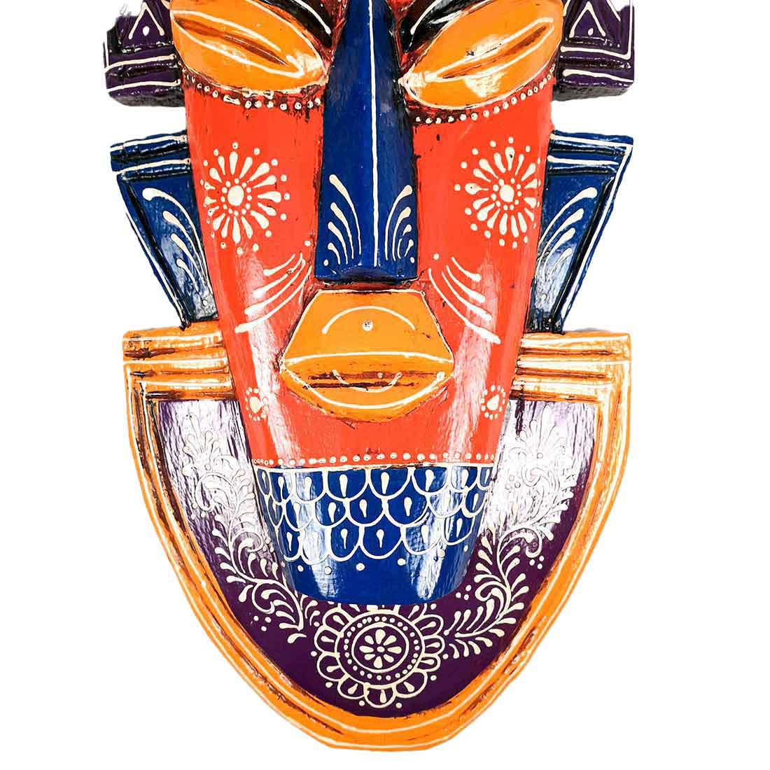 Tribal Mask Wall Hanging - For Wall Décor & Home Decoration - 20 Inch - ApkaMart #color_Orange